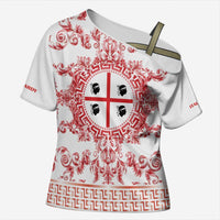 Personalized Italy Sardinia Cross Shoulder Shirt Baroque Motif