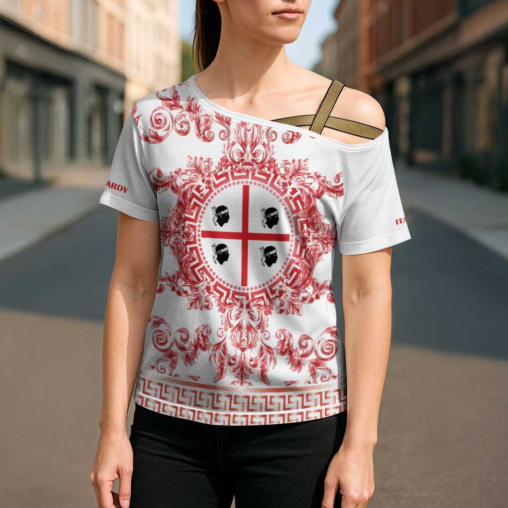 Personalized Italy Sardinia Cross Shoulder Shirt Baroque Motif