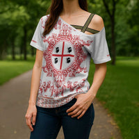 Personalized Italy Sardinia Cross Shoulder Shirt Baroque Motif