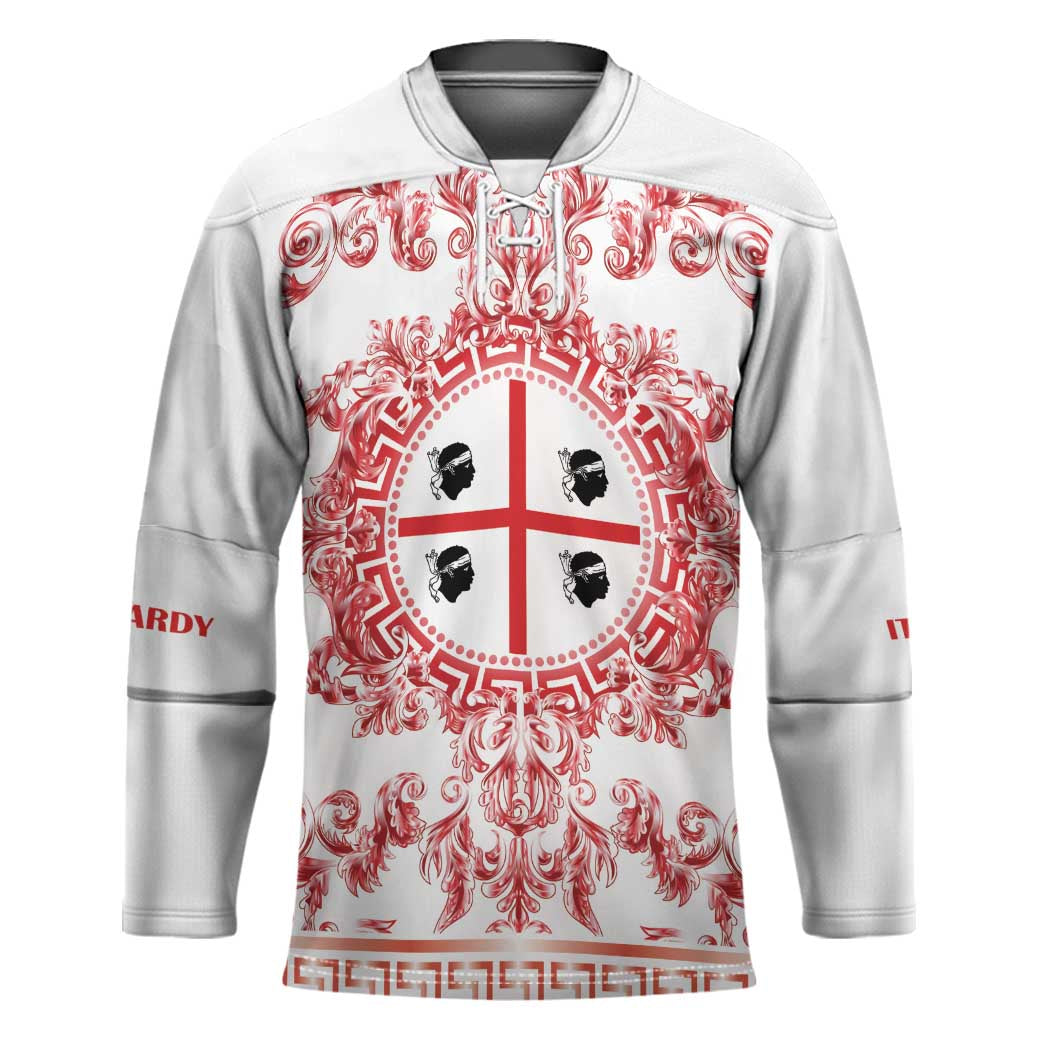 Personalized Italy Sardinia Hockey Jersey Baroque Motif