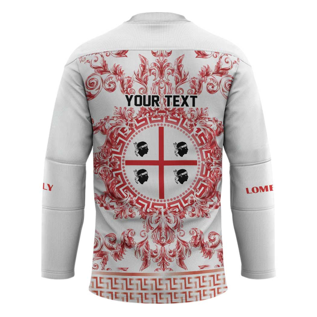 Personalized Italy Sardinia Hockey Jersey Baroque Motif