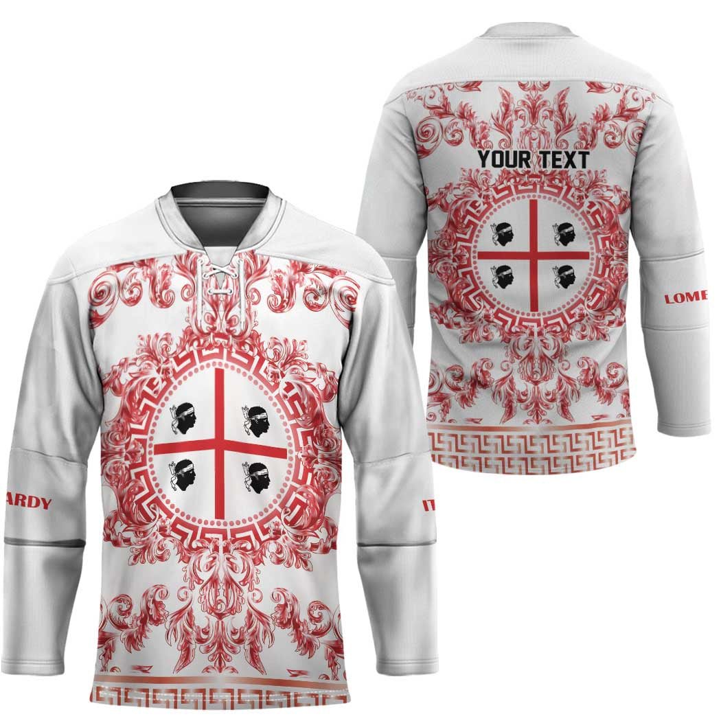 Personalized Italy Sardinia Hockey Jersey Baroque Motif