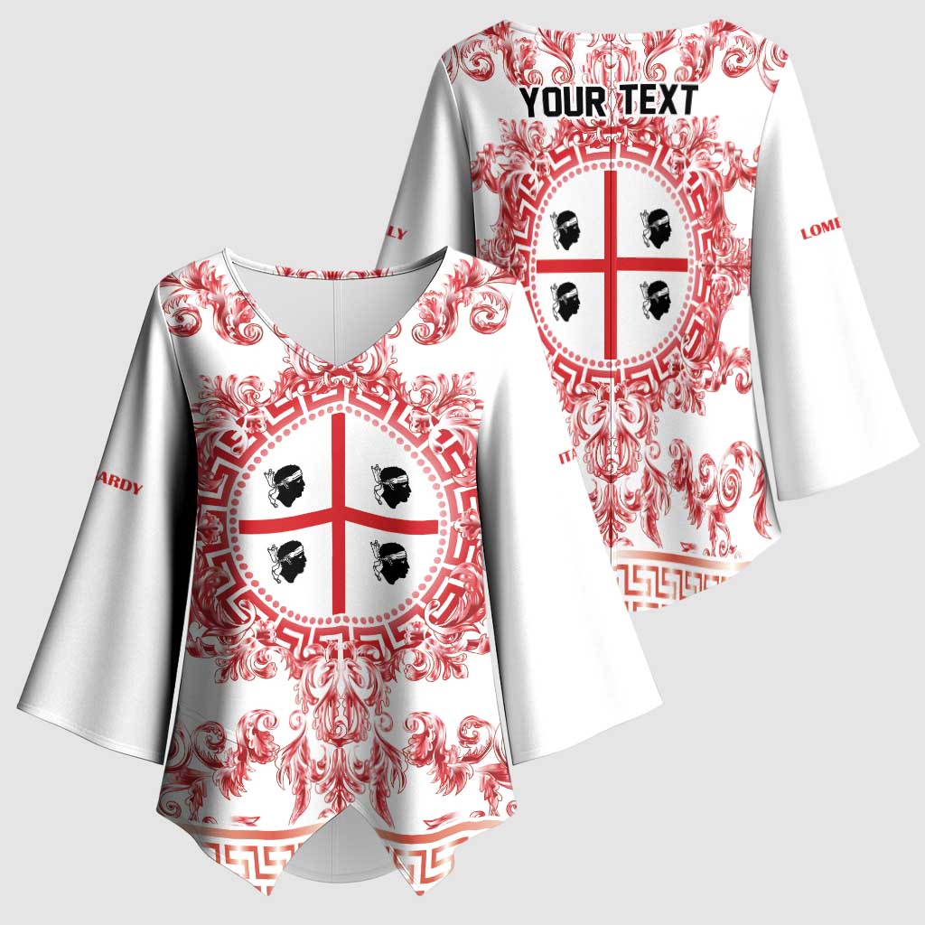 Personalized Italy Sardinia Kimono Sleeve Blouse Baroque Motif