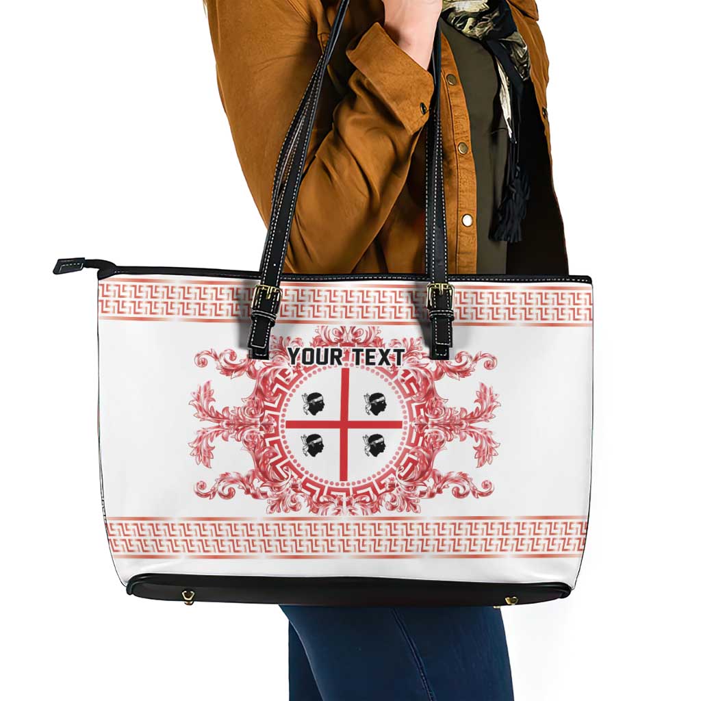 Personalized Italy Sardinia Leather Tote Bag Baroque Motif