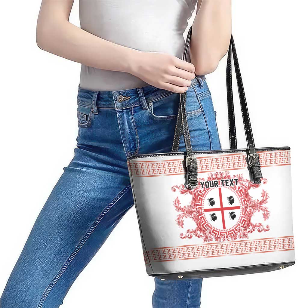 Personalized Italy Sardinia Leather Tote Bag Baroque Motif