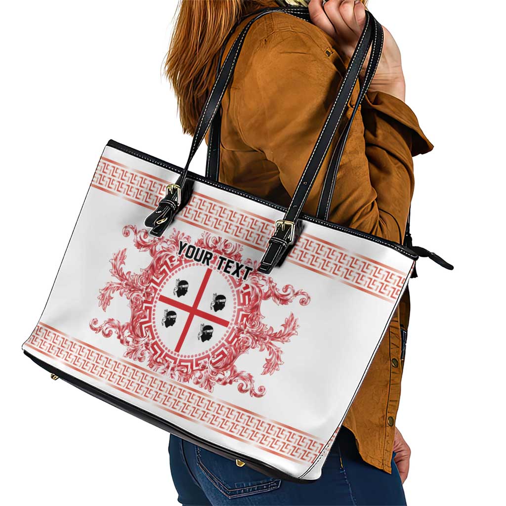 Personalized Italy Sardinia Leather Tote Bag Baroque Motif