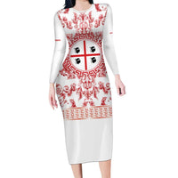 Personalized Italy Sardinia Long Sleeve Bodycon Dress Baroque Motif