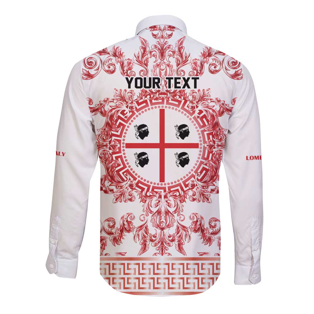 Personalized Italy Sardinia Long Sleeve Button Shirt Baroque Motif