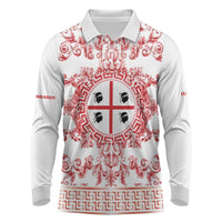 Personalized Italy Sardinia Long Sleeve Polo Shirt Baroque Motif