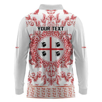 Personalized Italy Sardinia Long Sleeve Polo Shirt Baroque Motif