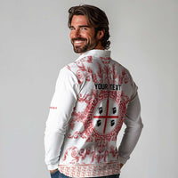 Personalized Italy Sardinia Long Sleeve Polo Shirt Baroque Motif