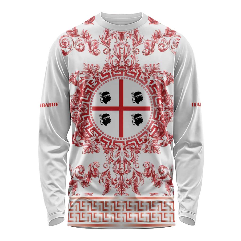 Personalized Italy Sardinia Long Sleeve Shirt Baroque Motif