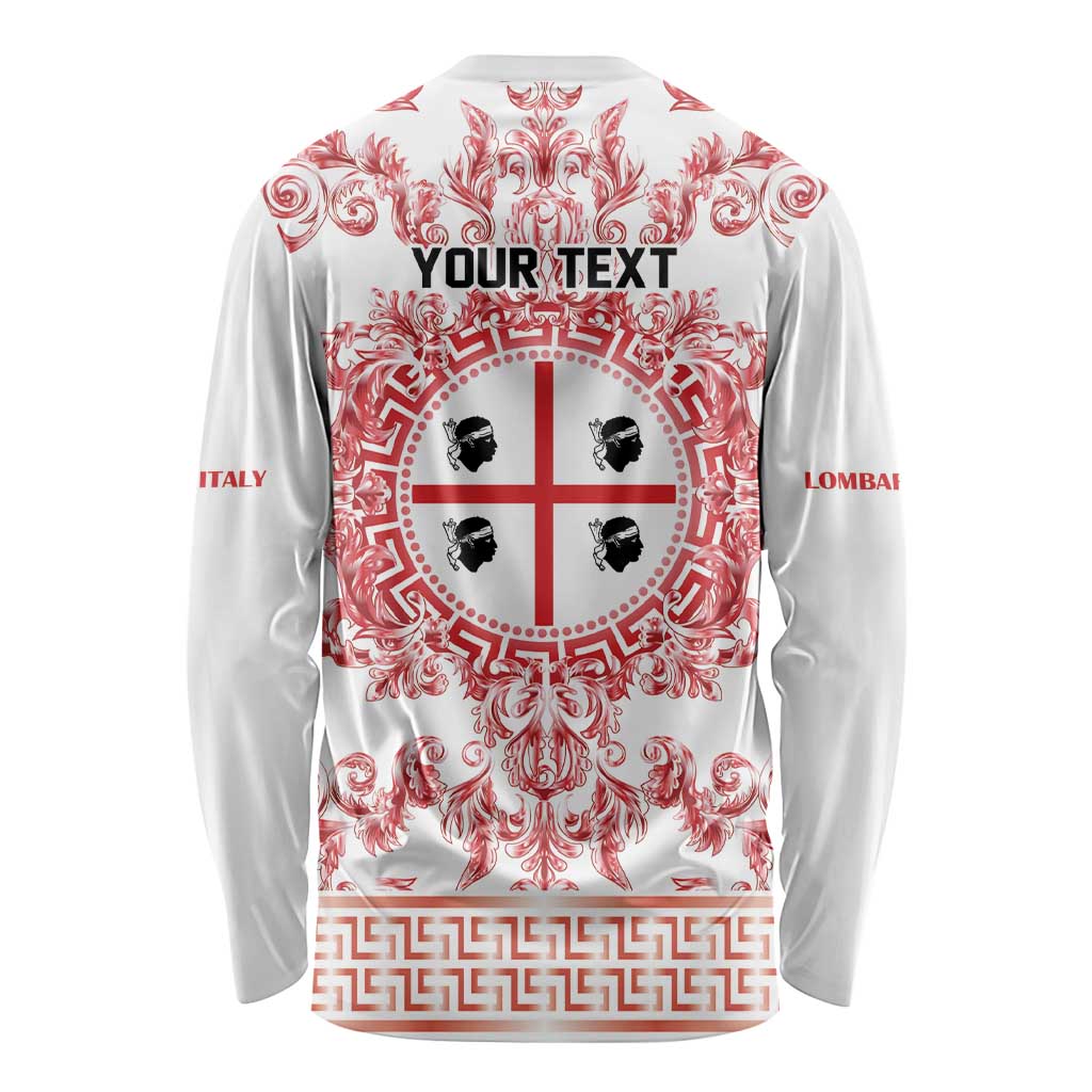 Personalized Italy Sardinia Long Sleeve Shirt Baroque Motif