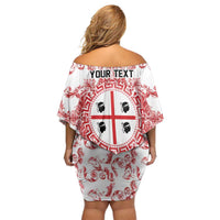 Personalized Italy Sardinia Off Shoulder Short Dress Baroque Motif