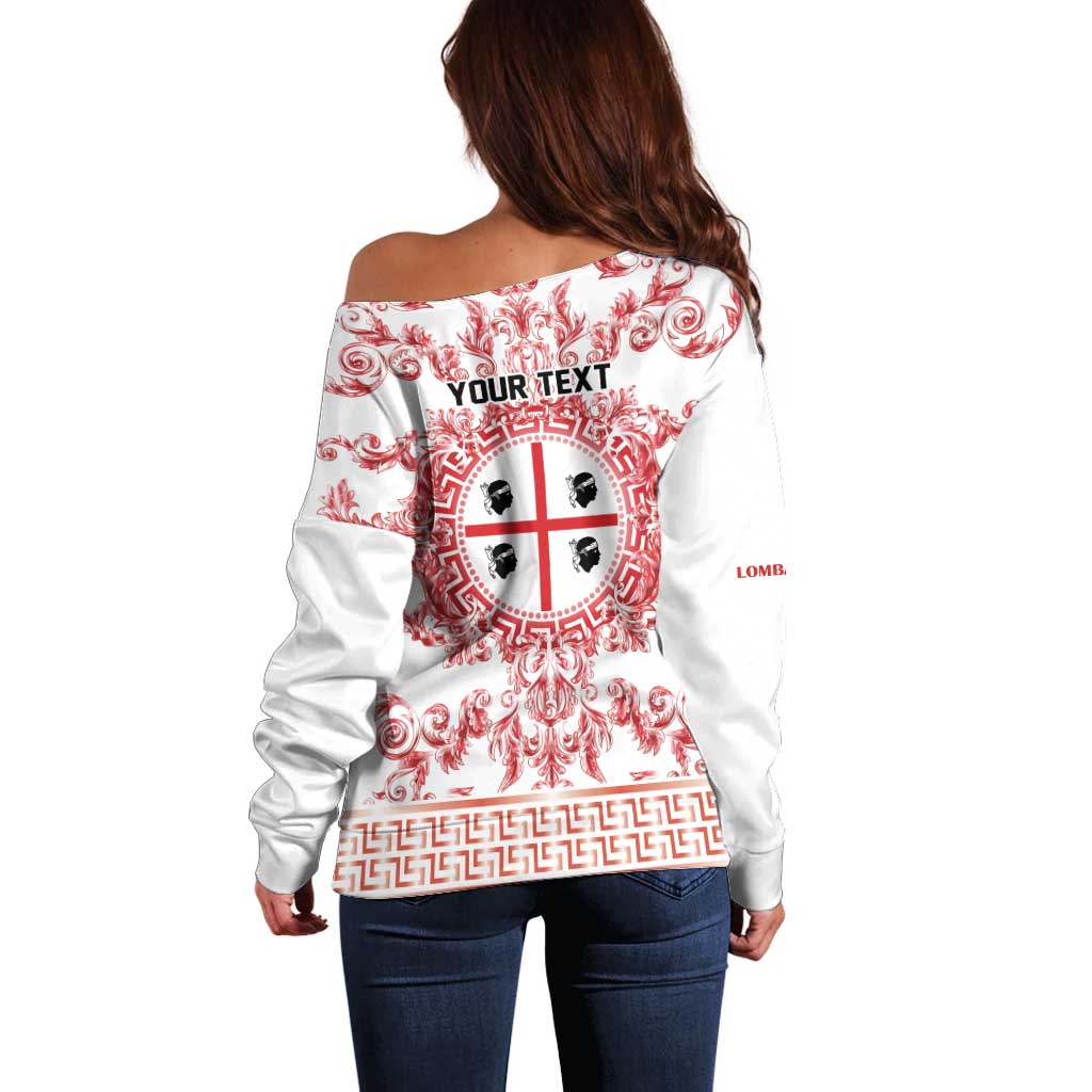 Personalized Italy Sardinia Off Shoulder Sweater Baroque Motif