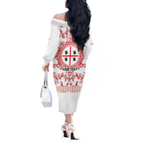 Personalized Italy Sardinia Off The Shoulder Long Sleeve Dress Baroque Motif