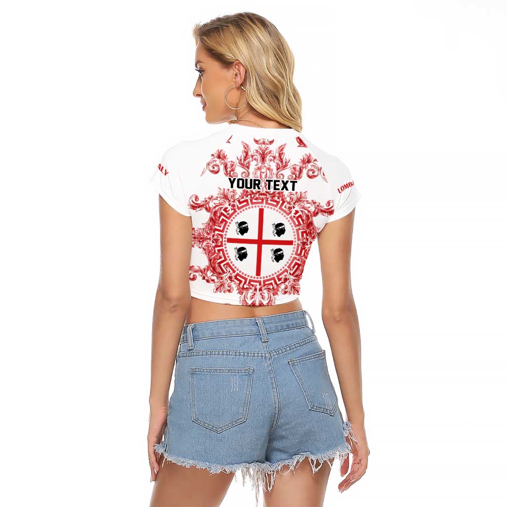 Personalized Italy Sardinia Raglan Cropped T Shirt Baroque Motif