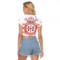 Personalized Italy Sardinia Raglan Cropped T Shirt Baroque Motif