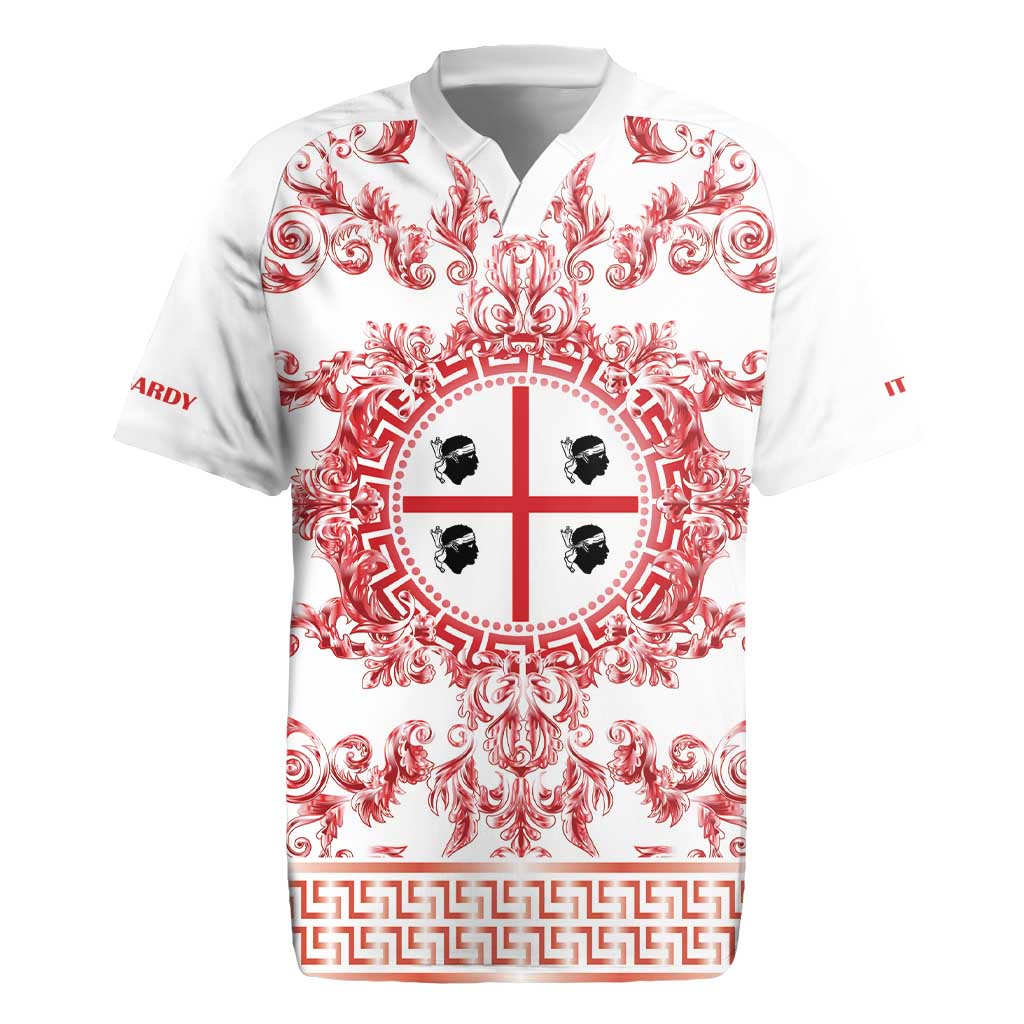 Personalized Italy Sardinia Rugby Jersey Baroque Motif
