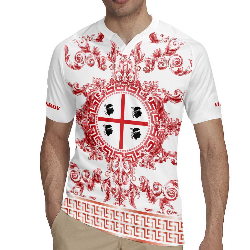 Personalized Italy Sardinia Rugby Jersey Baroque Motif