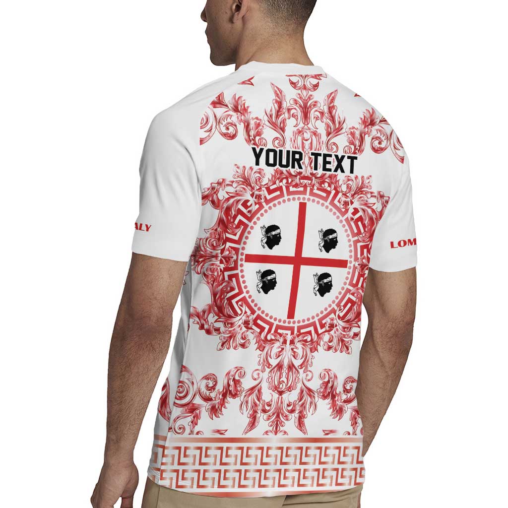 Personalized Italy Sardinia Rugby Jersey Baroque Motif