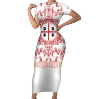 Personalized Italy Sardinia Short Sleeve Bodycon Dress Baroque Motif