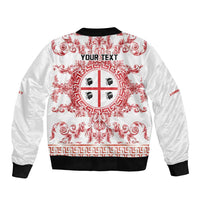Personalized Italy Sardinia Sleeve Zip Bomber Jacket Baroque Motif
