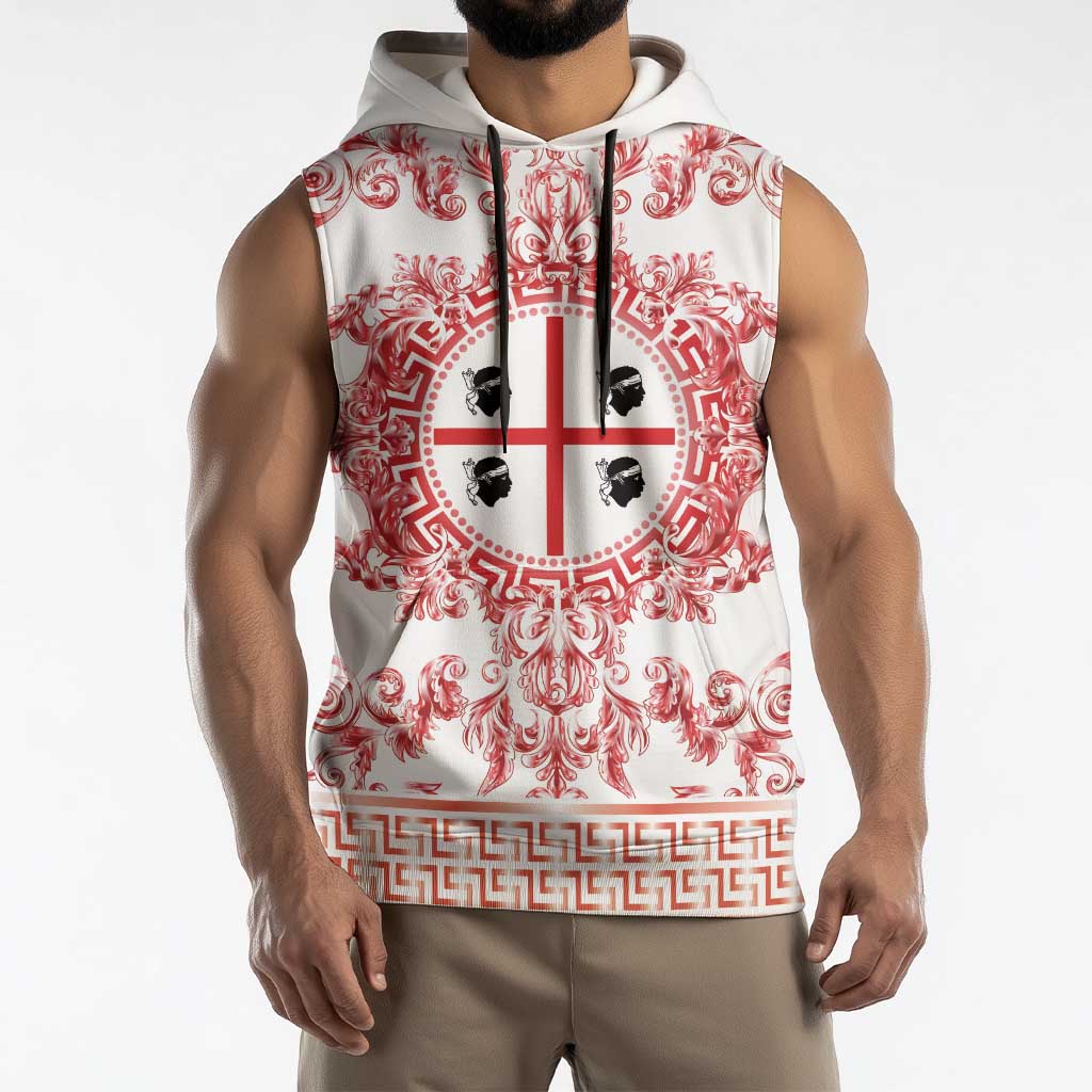 Personalized Italy Sardinia Sleeveless Hoodie Baroque Motif