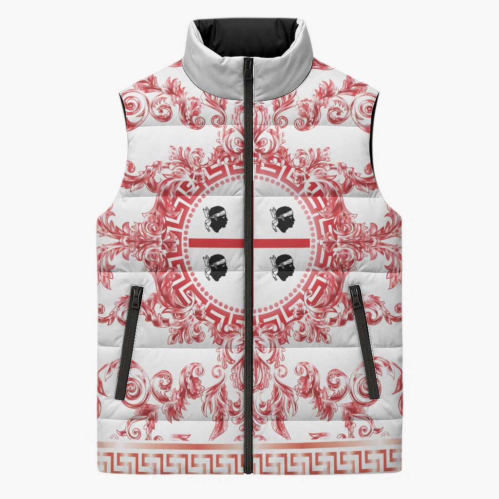 Personalized Italy Sardinia Sleeveless Puffer Jacket Baroque Motif