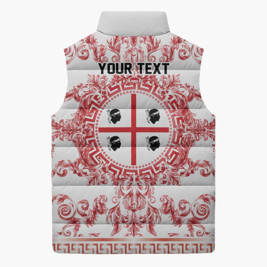Personalized Italy Sardinia Sleeveless Puffer Jacket Baroque Motif