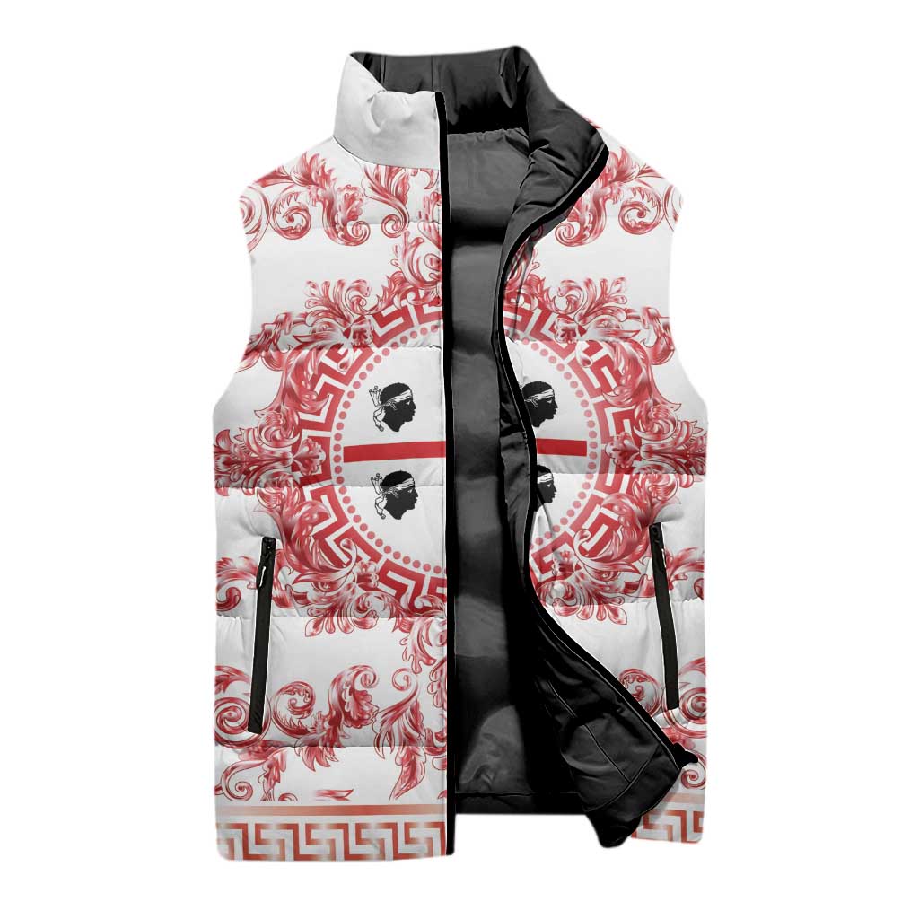 Personalized Italy Sardinia Sleeveless Puffer Jacket Baroque Motif