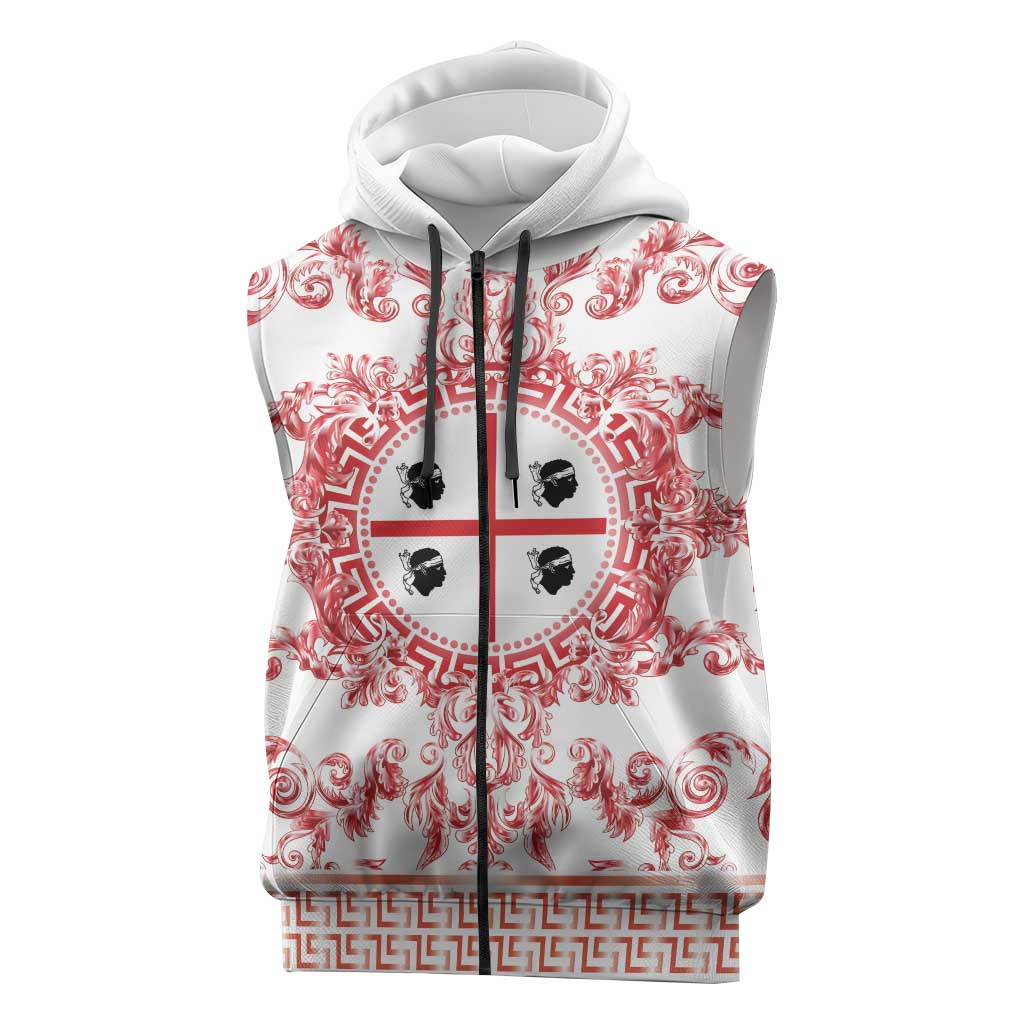 Personalized Italy Sardinia Sleeveless Zip Hoodie Baroque Motif