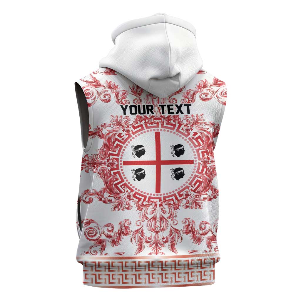 Personalized Italy Sardinia Sleeveless Zip Hoodie Baroque Motif
