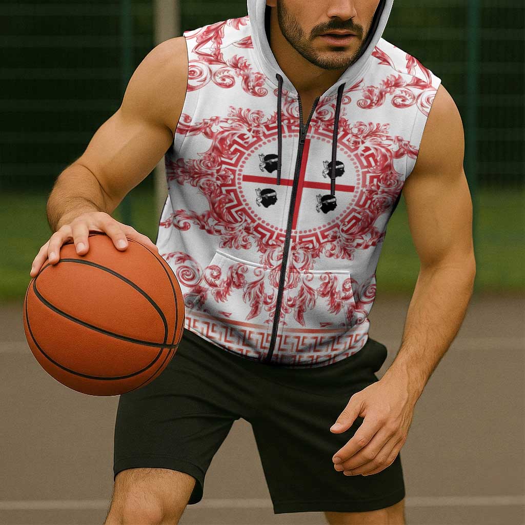 Personalized Italy Sardinia Sleeveless Zip Hoodie Baroque Motif
