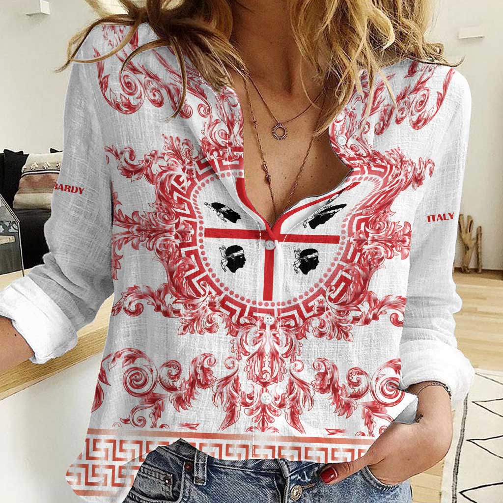 Personalized Italy Sardinia Women Casual Shirt Baroque Motif