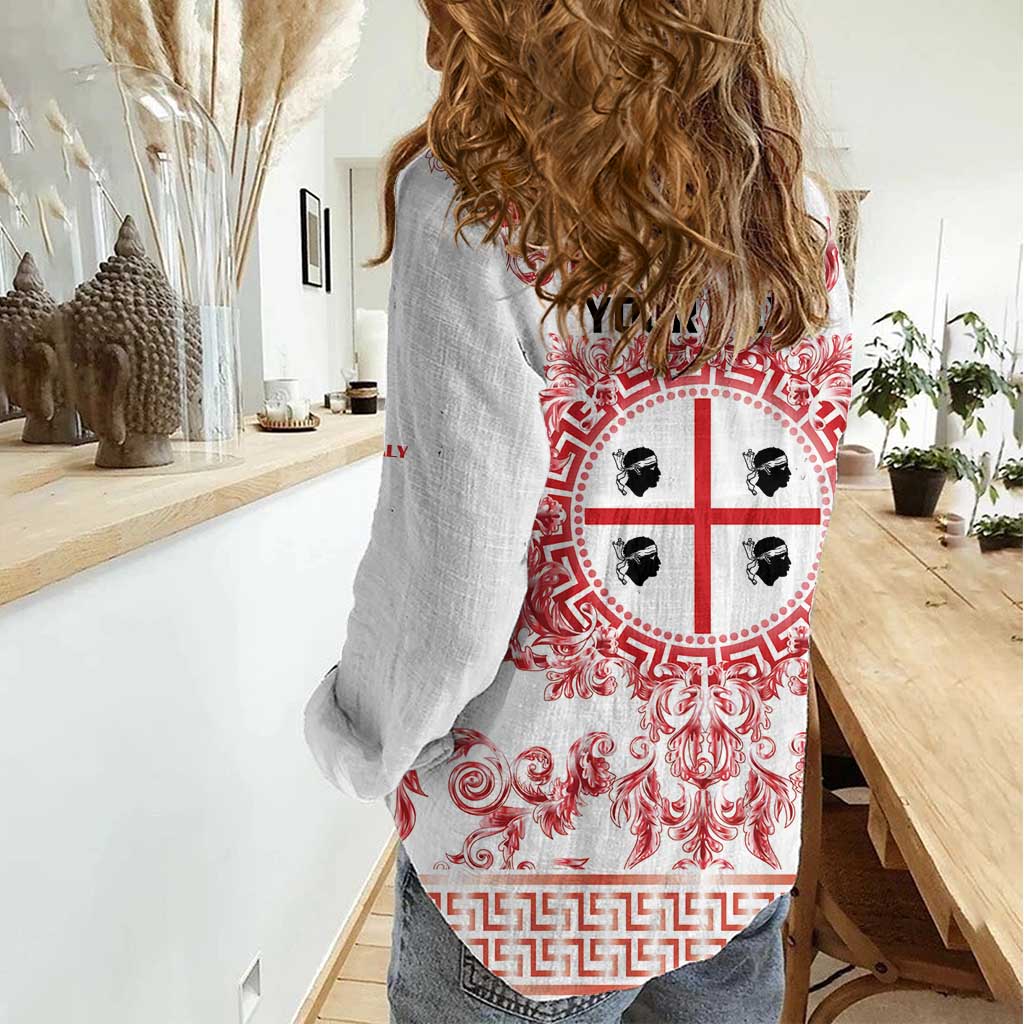 Personalized Italy Sardinia Women Casual Shirt Baroque Motif