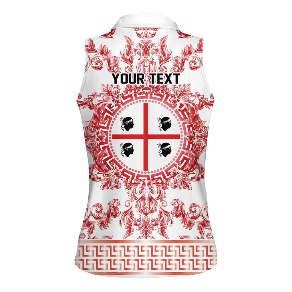 Personalized Italy Sardinia Women Sleeveless Polo Shirt Baroque Motif
