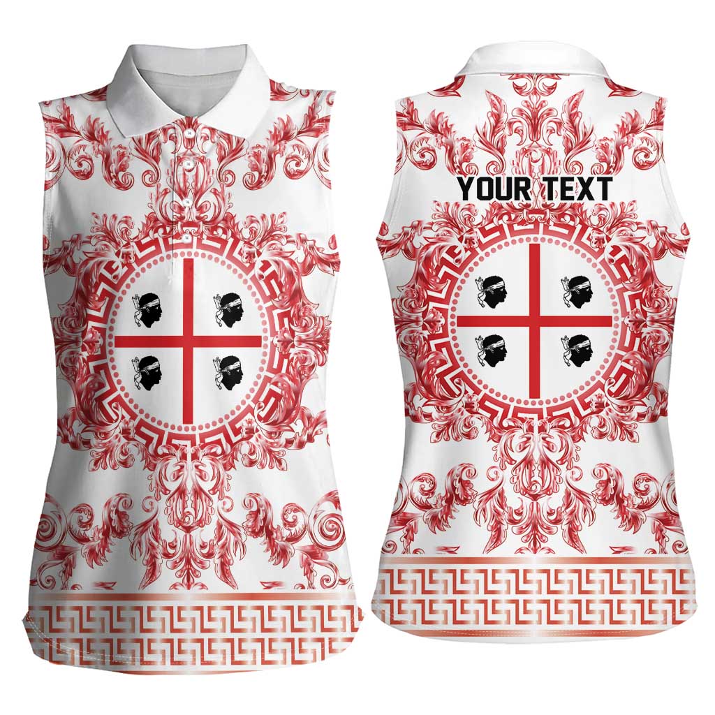 Personalized Italy Sardinia Women Sleeveless Polo Shirt Baroque Motif