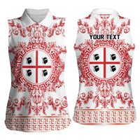 Personalized Italy Sardinia Women Sleeveless Polo Shirt Baroque Motif