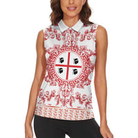 Personalized Italy Sardinia Women Sleeveless Polo Shirt Baroque Motif
