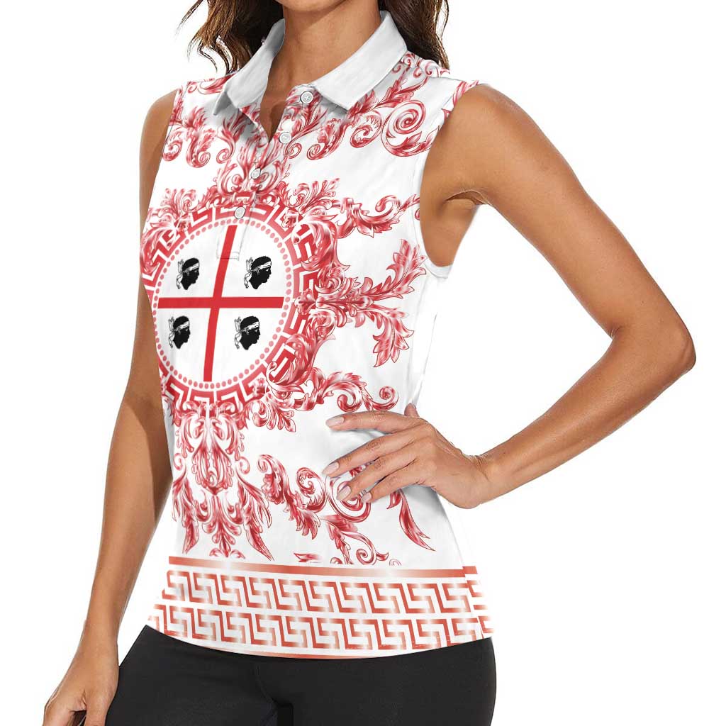 Personalized Italy Sardinia Women Sleeveless Polo Shirt Baroque Motif