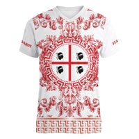 Personalized Italy Sardinia Women V-Neck T-Shirt Baroque Motif