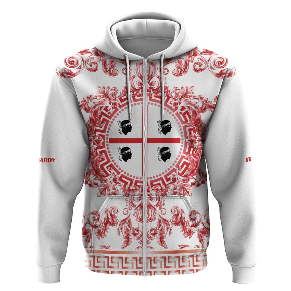 Personalized Italy Sardinia Zip Hoodie Baroque Motif