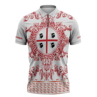 Personalized Italy Sardinia Zipper Polo Shirt Baroque Motif