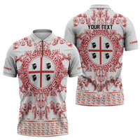 Personalized Italy Sardinia Zipper Polo Shirt Baroque Motif
