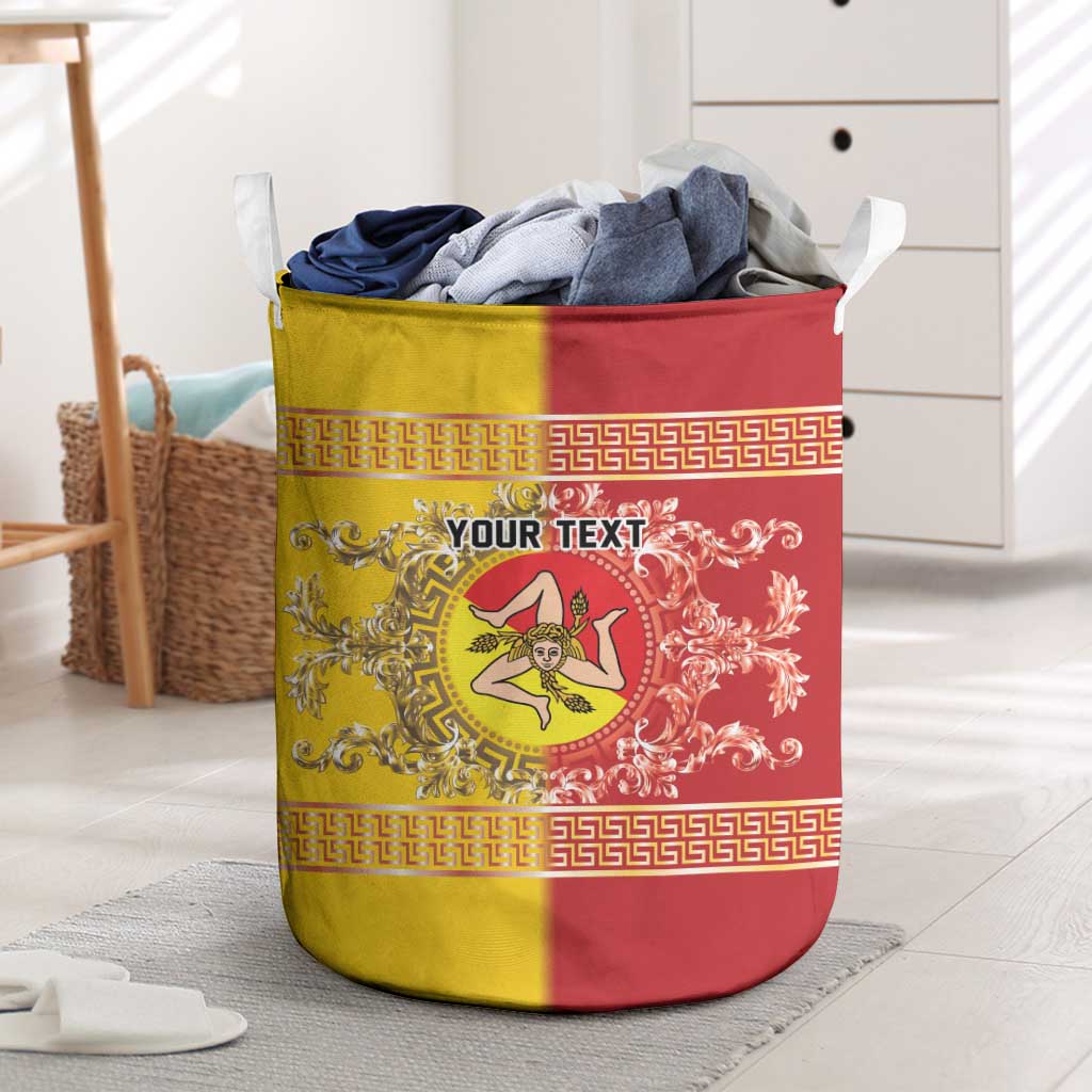 Personalized Italy Sicily Laundry Basket Baroque Motif