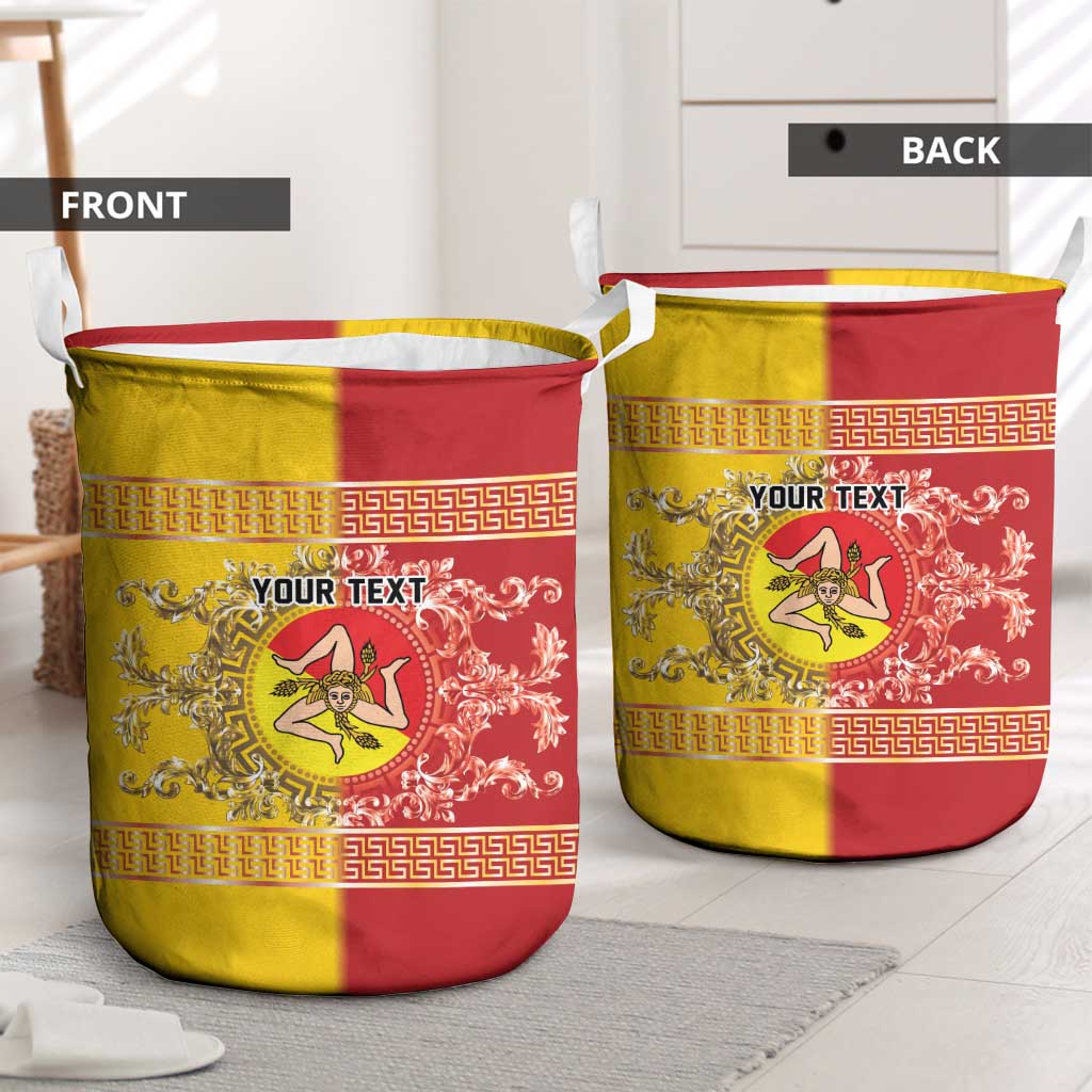 Personalized Italy Sicily Laundry Basket Baroque Motif