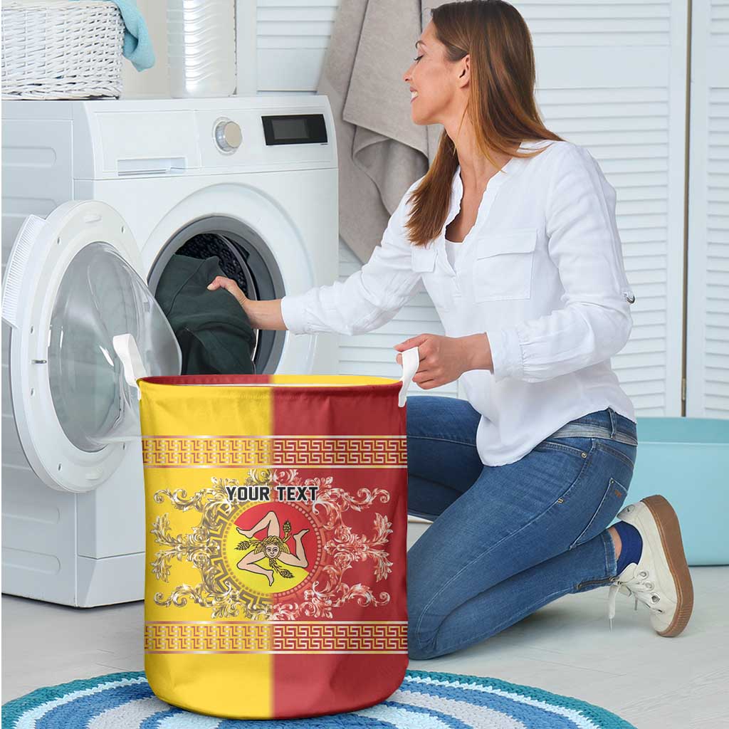 Personalized Italy Sicily Laundry Basket Baroque Motif