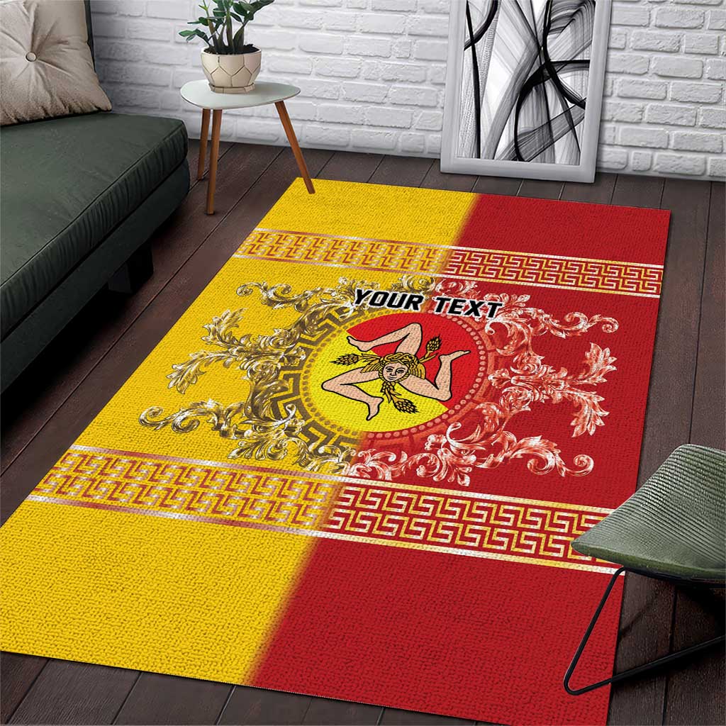 Personalized Italy Sicily Area Rug Baroque Motif