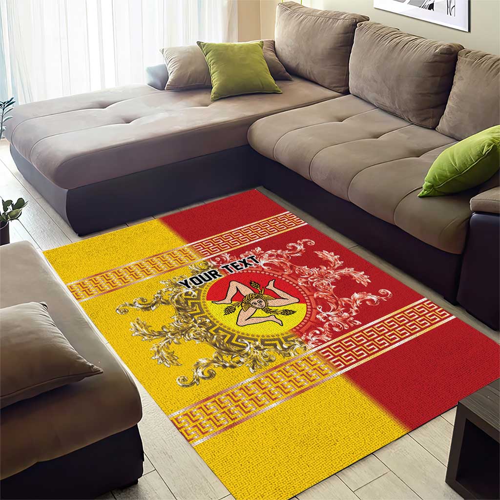 Personalized Italy Sicily Area Rug Baroque Motif